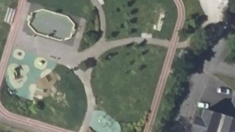 Vue aérienne du spot Jardin partagé permaculture de l'Orée du Bourg