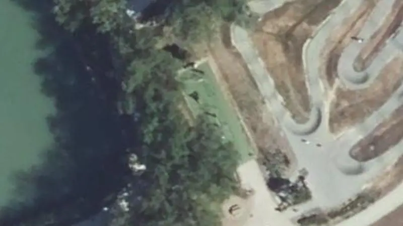 Vue aérienne du spot Salle Roger Dumas, Chemin du Lac