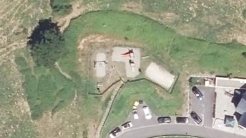 Vue aérienne du spot Street workout Aydius, chemin de l'auberge